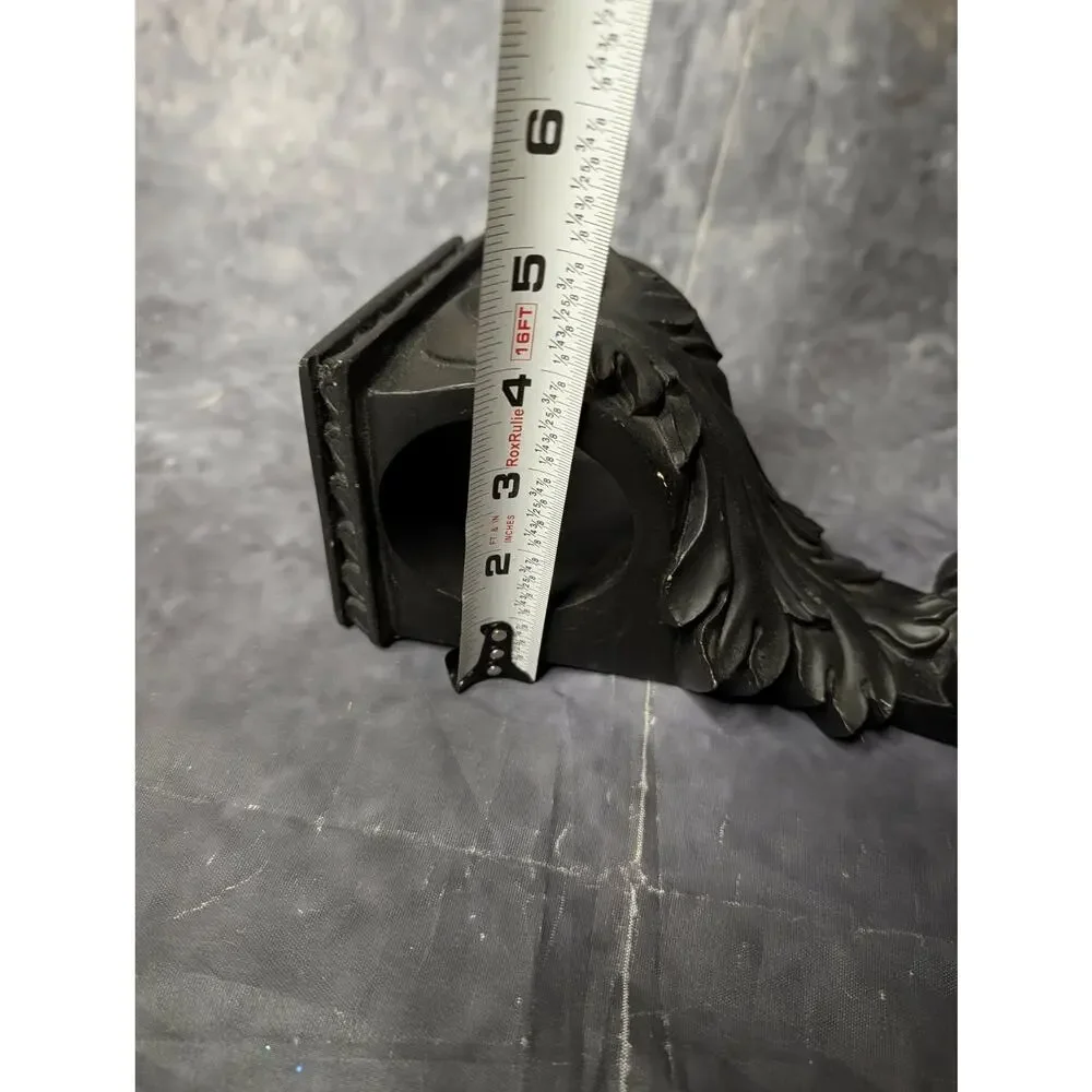 Set of 2 Black Resin Wall Sconce Decorative Curtain Rod Scarf Holder Corbel